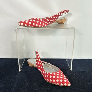 Guess Red with Dots Low Cork Sling Shoes